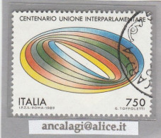 USATI ITALIA 1989 - Ref.0594A "UNIONE INTERPARLAMENTARE" 1 Val. - 1981-90: Used