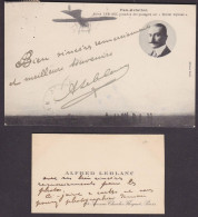 CPA Autographe Alfred LEBLANC PAU Pilote Aviateur Aviation écrite Par Lui + Carte De Visite Collection Courtois - Aviators & Astronauts