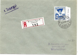 100 - 58 - Enveloppe Recommandée Envoyée De Winterthur  1939 - Timbre  Pro Juventute - Brieven En Documenten