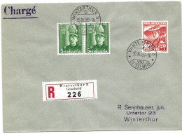 100 - 17 - Enveloppe Recommandée Envoyée De Winterthur 1939 -  Timbres Pro Juventute - Brieven En Documenten