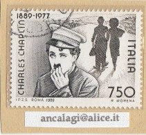 USATI ITALIA 1989 - Ref.0597 "CHARLES CHAPLIN" 1 Val. - 1981-90: Usados