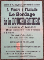Vente LE BORDAGE De La LOUCHARDIERE à GEMAGES  . Etude De Me PEZARD à SAINT GERMAIN DE LA COUDRE .  - Posters