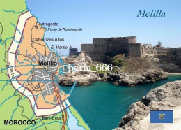 Melilla City Map Spain North Africa New Postcard * Carte Geographique * Landkarte - Melilla