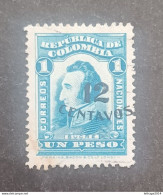 COLOMBIA 1920 GENERALE ANTONIO DE SUCRE ERROR OVERPRINT MOVED TO RIGHT - Colombia