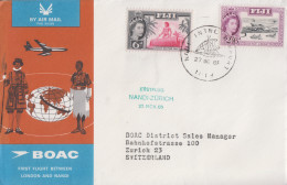 Enveloppe    FIDJI   1er  Vol   NANDI - ZÜRICH   1965 - Fidschi-Inseln (...-1970)