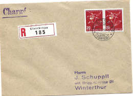 33 - 89 - Enveloppe Recommandée Envoyée De Glattbrugg 1944 - Timbres Pro Juventute - Briefe U. Dokumente