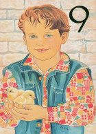 FELIZ CUMPLEAÑOS 9 Año De Edad NIÑO NIÑOS Vintage Tarjeta Postal CPSM Unposted #PBU029.ES - Birthday