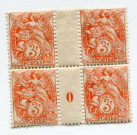 FRANCE N°109 ** TYPE BLANC IB EN BLOC DE 4 AVEC MILLESIME 0 ( 1910 ) - Millésime