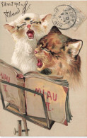 Chats Humanisés * CPA Illustrateur Gaufrée Embossed 1903 * Chat Cat Cats Katze * Les Chanteurs , La Leçon De Musique - Chats