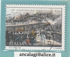 USATI ITALIA 1989 - Ref.0599A "FERROVIA NAPOLI-PORTICI" 1 Val. Parte Destra - 1981-90: Afgestempeld