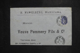 RUSSIE - Enveloppe ( Retaillée En Bas )  De Warszawa Pour La France ( Reims ) En 1898 - L 151775 - Cartas & Documentos