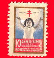 ITALIA - Chiudilettera - Erinnofilo - 1933 - Lotta Contro La Tubercolosi - TBC - Viribus Unitis - 10 - Enfermedades