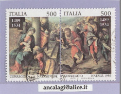 USATI ITALIA 1989 - Ref.0601 "NATALE" Serie Di 2 Val. In Dittico - 1981-90: Afgestempeld