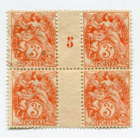 FRANCE N°109 ( * ) TYPE BLANC IB EN BLOC DE 4 AVEC MILLESIME 5 ( 1915 ) - Millesimes