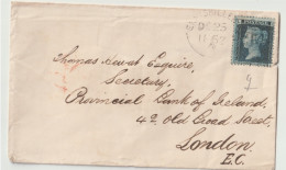 Grande Bretagne - 2 Penne Bleu. 1862  Sur Petite Enveloppe. - Oblitérés