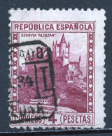 Espagne - Spain - Spanien 1931-34 Y&T N°510 - Michel N°628 (o) - 4p Alcazar De Ségovie - Sans Chiffre - Gebraucht