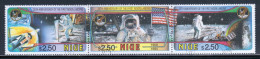 Niue 1994 Mi# 842-844 Used - Strip Of 3 - First Manned Moon Landing, 25th Anniv. / Space - Oceanië