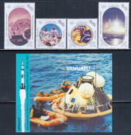 Vanuatu 1989 Mi# 821-824, Block 13 Used - Moon Landing, 20th Anniv. / Apollo 17 / Space - Ozeanien