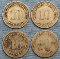 Germany / Deutschland • Lot 4x • 10 Pfennig • 1873 F – 1875 D – 1875 H – 1909 G • Rarer Dates •  Allemagne • [24-615] - 10 Pfennig