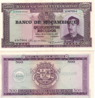 Mozambique 500 Escudos ND 1967 P-114 UNC Foxing - Mozambico