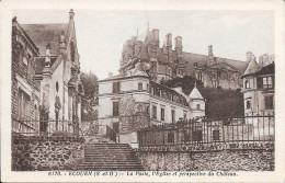 95 Ecouen L\a Poste L'Eglise Et Perspevtive Du Chateau - Ecouen