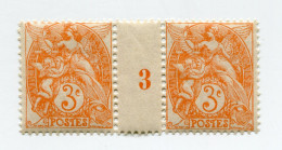FRANCE N°109  ** TYPE BLANC IB EN PAIRE AVEC MILLESIME 3 ( 1923 ) - Millesimi