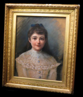 [Pastel Sur Papier] Portrait D'une Jeune Fille. Circa 1900. - Pastelli