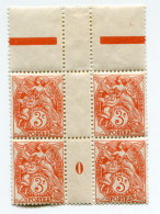 FRANCE N°109  ** TYPE BLANC IB EN BLOC DE 4 AVEC MILLESIME 0 ( 1920 ) - Millesimes