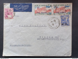 TUNISIA 1938 AIRMAIL YVERT N 11 OVERPRINT COVER TO AUSTRIA MANY STAMPS -- GIULY - Airmail