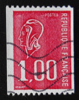 1895 France 1976 Oblitéré Marianne De Béquet 1F Rouge Pour Roulette - Oblitérés