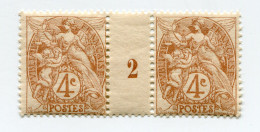 FRANCE N°110 ** TYPE BLANC EN PAIRE AVEC MILLESIME 2 ( 1902 ) - Millesimi