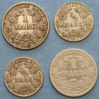 Germany / Deutschland • Lot  4x • 1 Mark 1874 B – 1908 G • 1/2 Mark 1915 D (2x) • Allemagne • [24-618] - Sammlungen