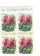 REPUBBLICA 1982 - "FIORI D'ITALIA: Ciclamino" 1v.** In Quartina - MNH - Blocchi & Foglietti