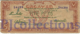 PHILIPPINES 5 PESOS 1944 PICK S191b F/VF EMERGENCY BANKNOTE - Philippines