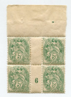 FRANCE N°111c ** TYPE BLANC EN BLOC DE 4 AVEC MILLESIME 6 ( 1906 ) - Millesimi