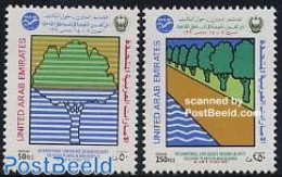 United Arab Emirates 1990 Forest Conference 2v, Mint NH, Nature - Trees & Forests - Rotary, Lions Club