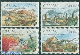 Ghana 1989 Environment Day 4v, Mint NH, Nature - Transport - Environment - Fire Fighters & Prevention - Protezione Dell'Ambiente & Clima