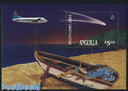 Anguilla 1986 Halleys Comet S/s, Mint NH, Science - Transport - Astronomy - Ships And Boats - Halley's Comet - Astrologie