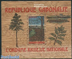 Gabon 1982 Independence Anniversary S/s On Wood, Mint NH, Nature - Various - Trees & Forests - Other Material Than Paper - Nuevos