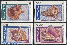Nevis 1990 WWF, Shells 4v, Mint NH, Nature - Shells & Crustaceans - World Wildlife Fund (WWF) - Marine Life