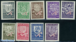 Belgium 1941 Coat Of Arms 9v Imperforated, Mint NH, History - Coat Of Arms - Unused Stamps