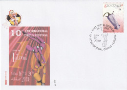 LATINA FESTIVAL CIRCO CIRCUS 2008 COVER SPECIAL CANCEL NOVA GORICA - Eslovenia