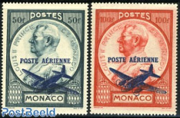 Monaco 1946 Airmail 2v, Mint NH, Transport - Aircraft & Aviation - Unused Stamps