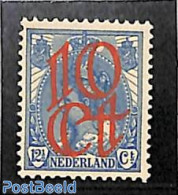 Netherlands 1923 10c @ 12.5c Blue, Stamp Out Of Set, Unused (hinged) - Nuovi