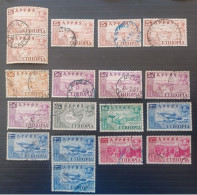 ETIOPIA 1947 AIRMAIL YVERT N 24A-28 EXCEPTIONAL "A" WATERMARK POSITION ERROR INVERTED - Ethiopia