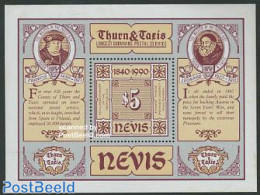 Nevis 1990 Post In Europe S/s, Mint NH, History - Europa Hang-on Issues - Post - Stamps On Stamps - Idee Europee