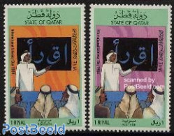 Qatar 1984 Alphabetisation Campaign 2v, Mint NH, Science - Education - Qatar