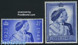 Great Britain 1948 Silver Wedding 2v, Mint NH, History - Kings & Queens (Royalty) - Ongebruikt