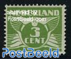 Netherlands 1924 3c Green, Without WM, Stamp Out Of Set, Unused (hinged), Nature - Birds - Ungebraucht
