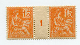 FRANCE N°117 ** TYPE MOUCHON EN PAIRE AVEC MILLESIME 1 ( 1901 ) - Millesimi